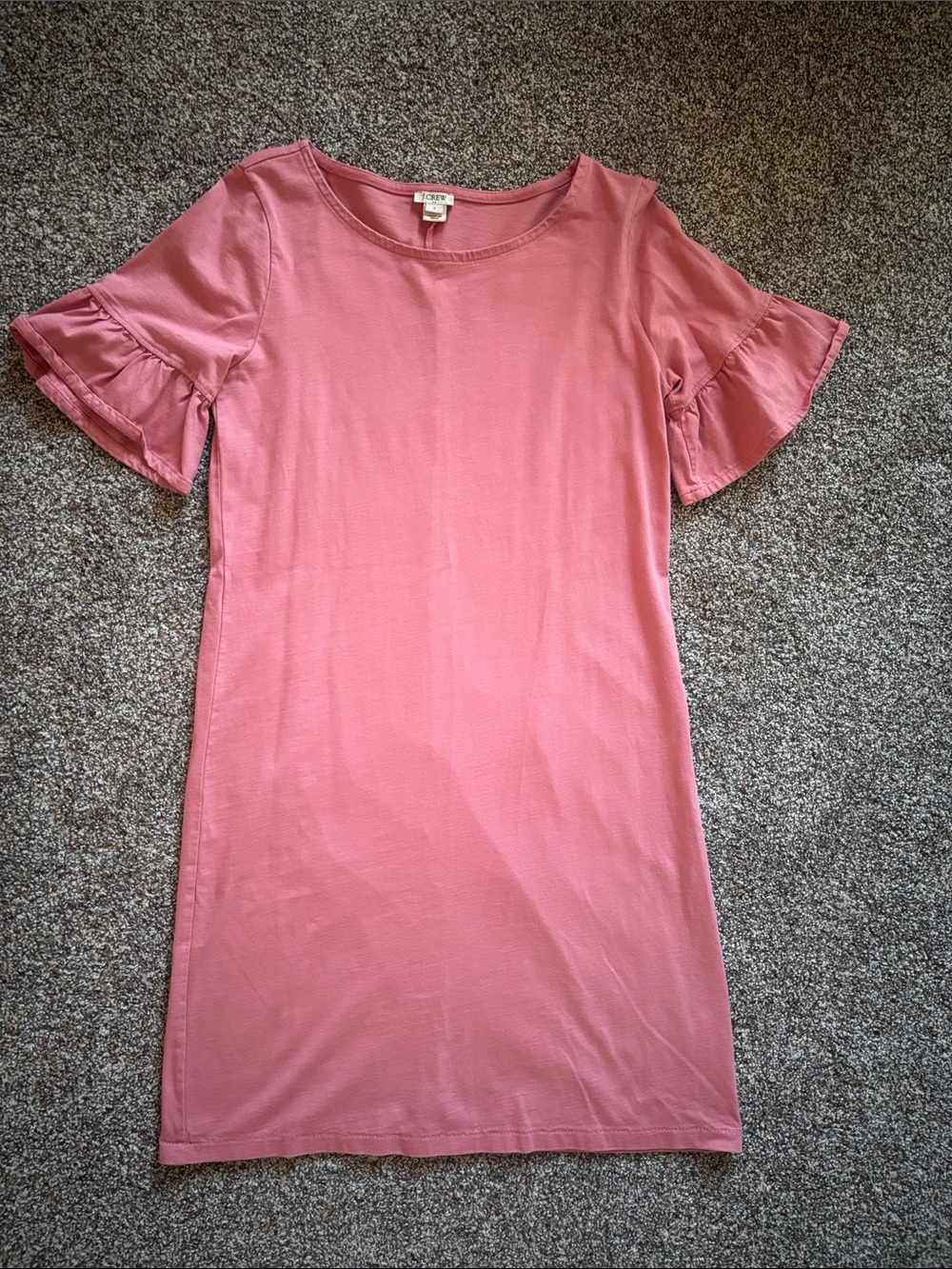 J. Crew Rose Pink Ruffle Sleeve Shift Dress